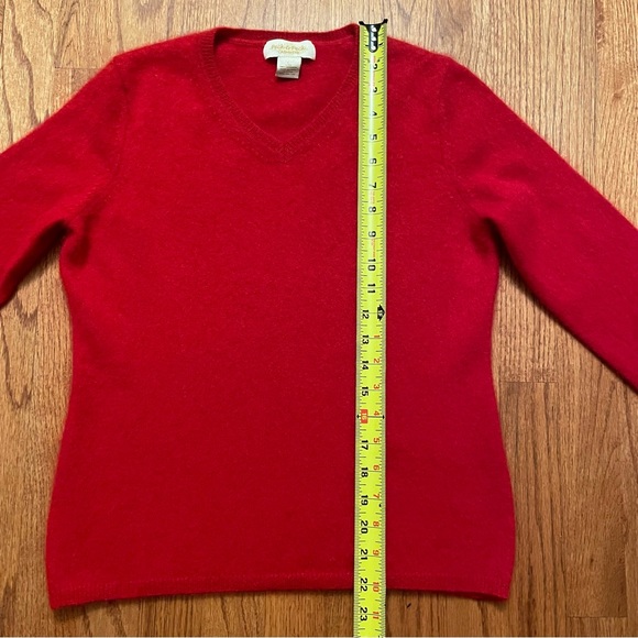 Peck & Peck Red 2 Ply Cashmere V Neck Pullover Sweater size L - Picture 12 of 14